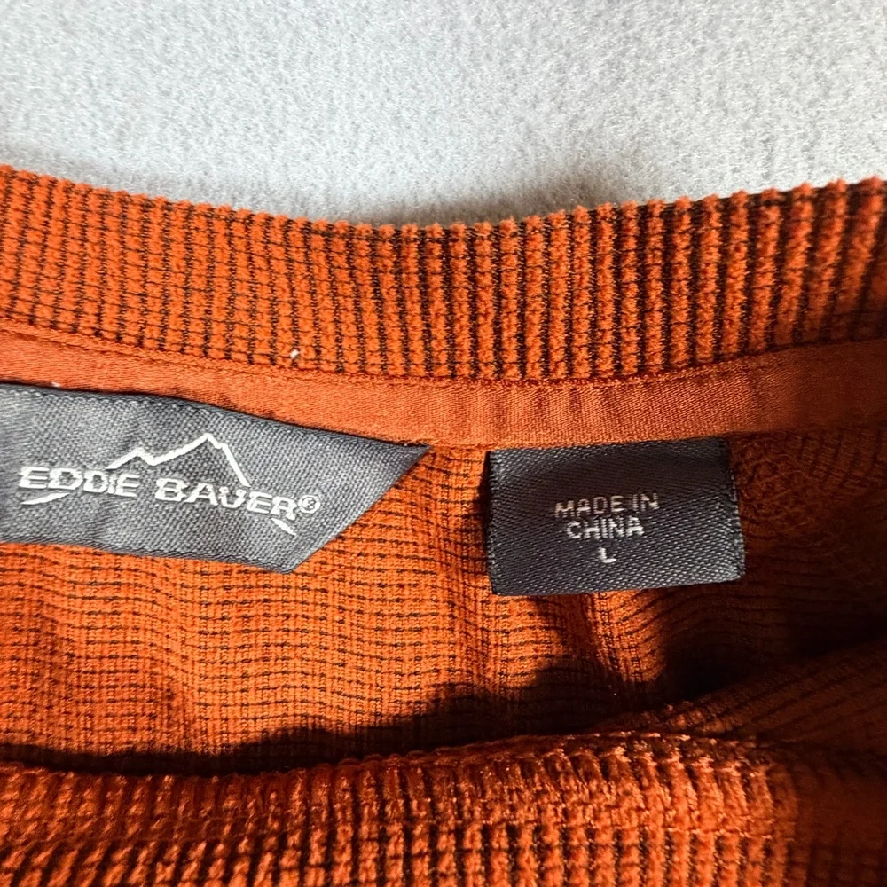 Eddie Bauer Men’s Rust Orange Ribbed Long Sleeve Shirt Size L